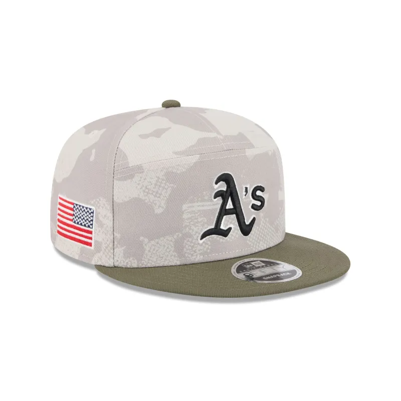 Oakland Athletics Armed Forces Day 2025 9FIFTY Split Panel Snapback Hat sold by New Era