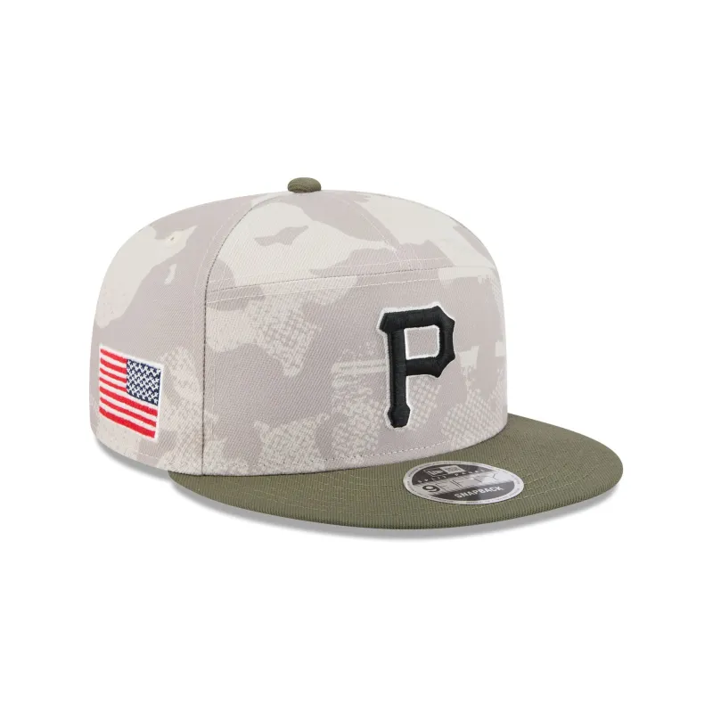 Pittsburgh Pirates Armed Forces Day 2025 Split Panel 9FIFTY Snapback Hat sold by New Era