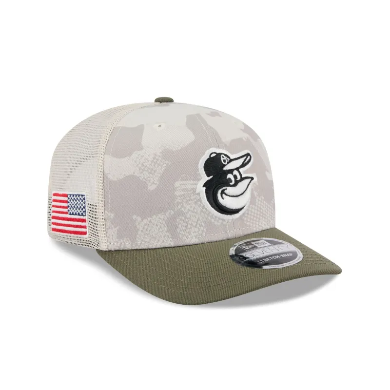 Baltimore Orioles Armed Forces Day 2025 9SEVENTY Trucker Hat sold by New Era