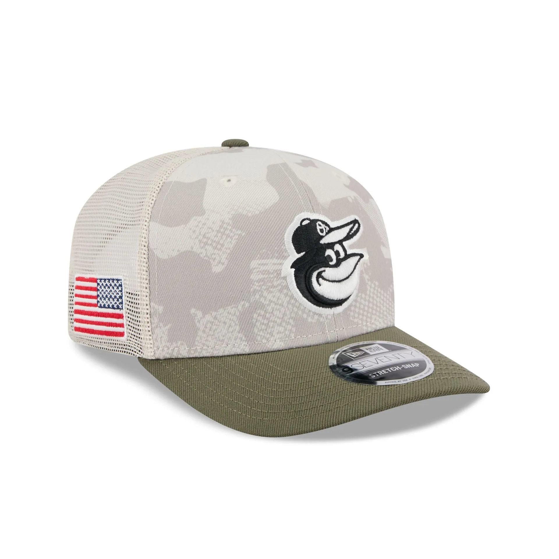 Baltimore Orioles Armed Forces Day 2025 9SEVENTY Trucker Hat sold by New Era