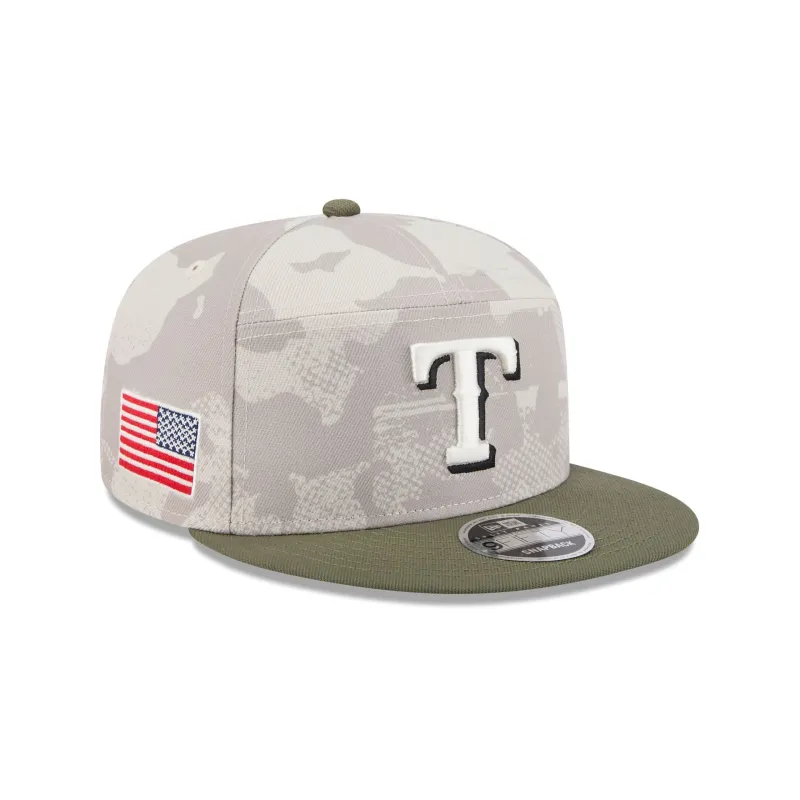 Texas Rangers Armed Forces Day 2025 Split Panel 9FIFTY Snapback Hat sold by New Era
