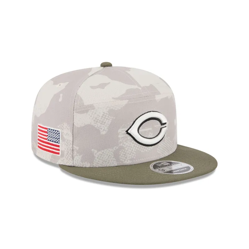 Cincinnati Reds Armed Forces Day 2025 Split Panel 9FIFTY Snapback Hat sold by New Era