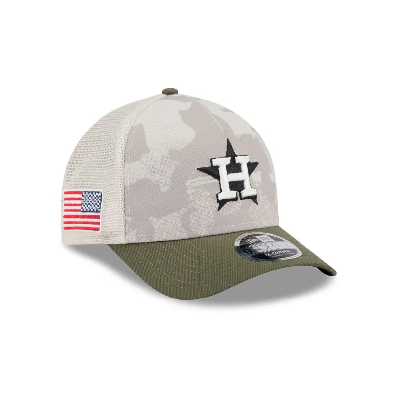 Houston Astros Armed Forces Day 2025 9FORTY M-Crown A-Frame Trucker Hat sold by New Era