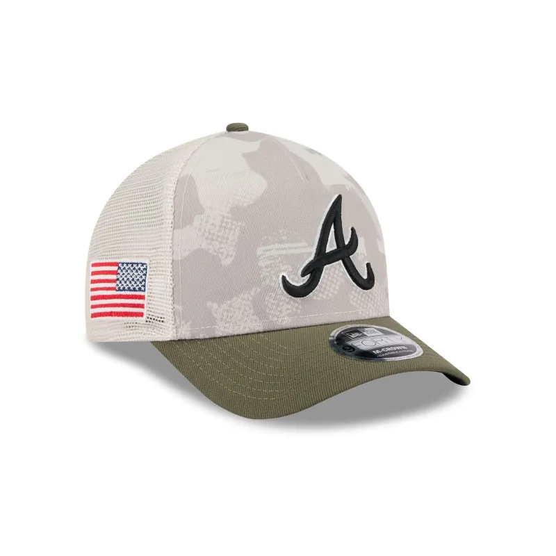 Atlanta Braves Armed Forces Day 2025 9FORTY M-Crown A-Frame Trucker Hat sold by New Era