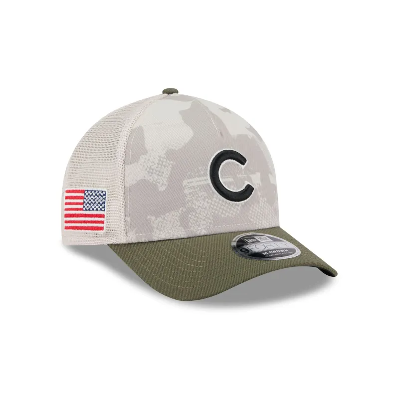 Chicago Cubs Armed Forces Day 2025 9FORTY M-Crown A-Frame Trucker Hat sold by New Era