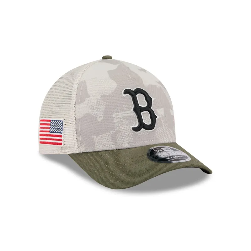 Boston Red Sox Armed Forces Day 2025 9FORTY M-Crown A-Frame Trucker Hat sold by New Era