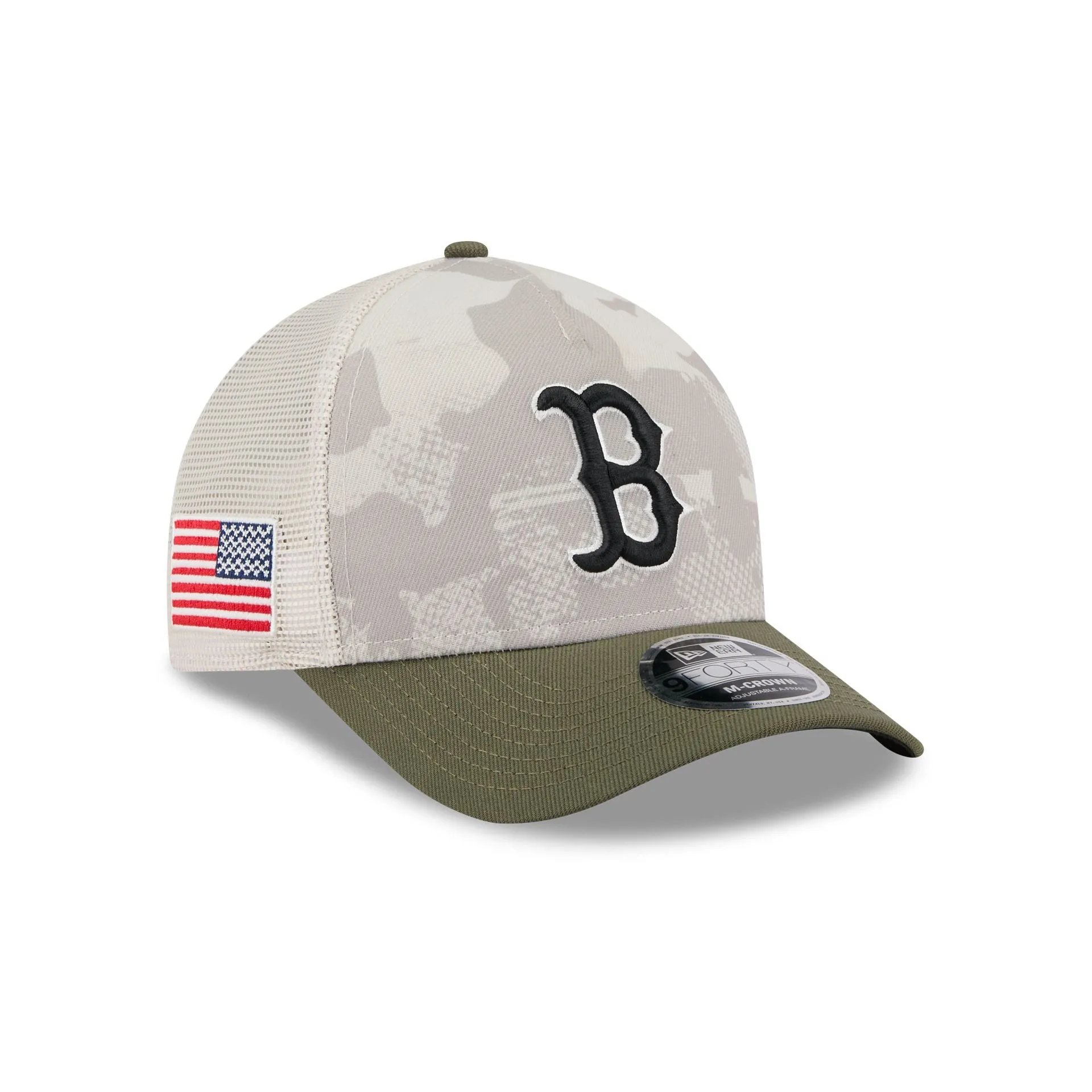 Boston Red Sox Armed Forces Day 2025 9FORTY M-Crown A-Frame Trucker Hat sold by New Era