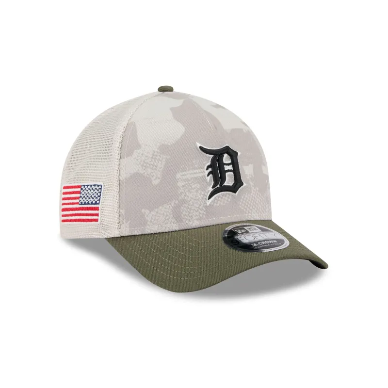 Detroit Tigers Armed Forces Day 2025 9FORTY M-Crown A-Frame Trucker Hat sold by New Era
