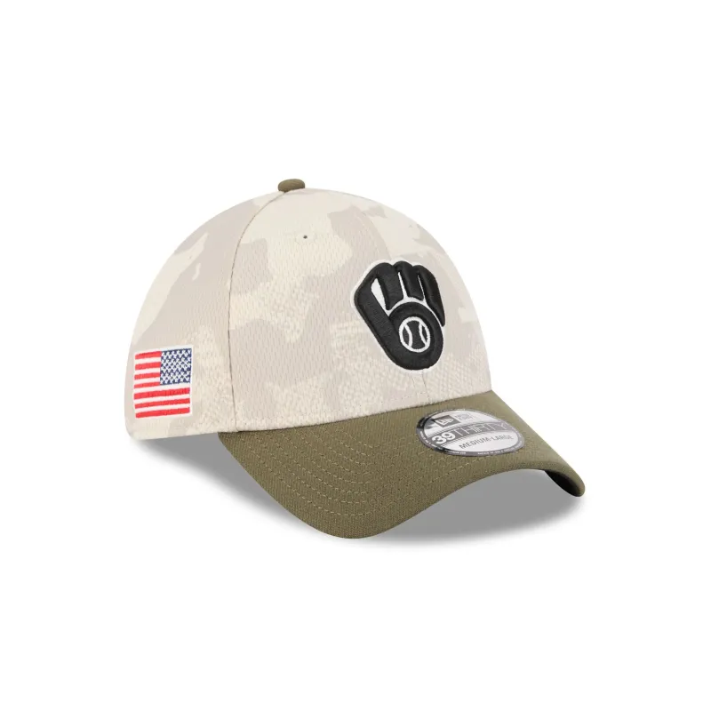 Milwaukee Brewers Armed Forces Day 2025 39THIRTY Stretch Fit Hat sold by New Era