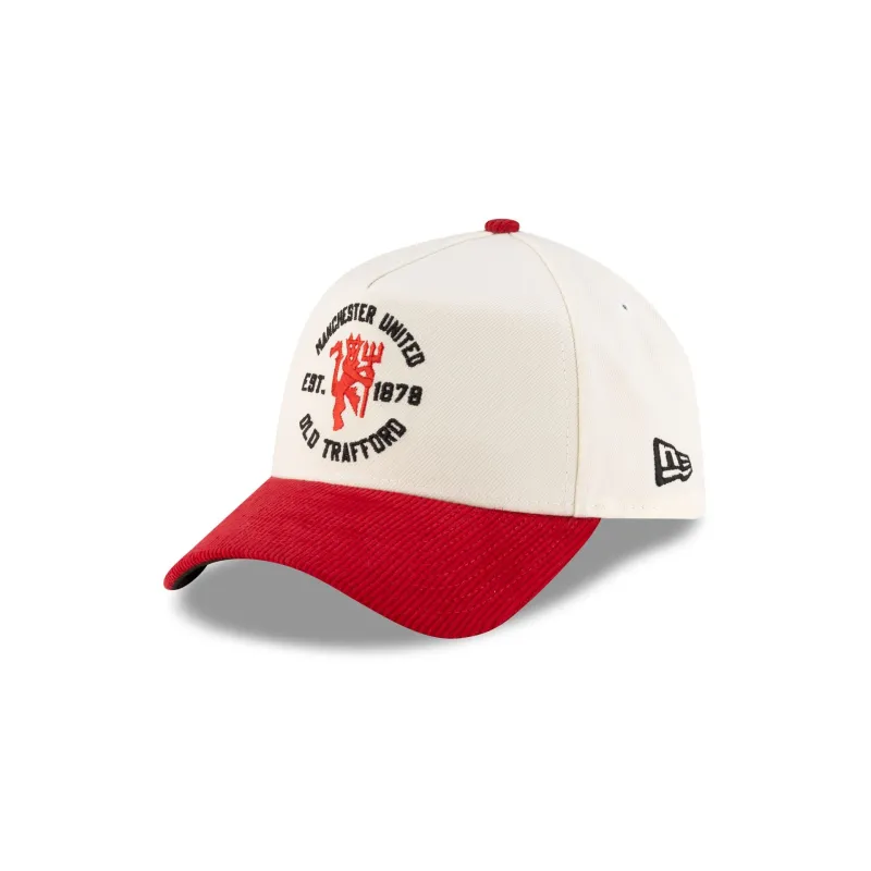 Manchester United FC Chrome White 9FORTY A-Frame Snapback Hat made by New Era
