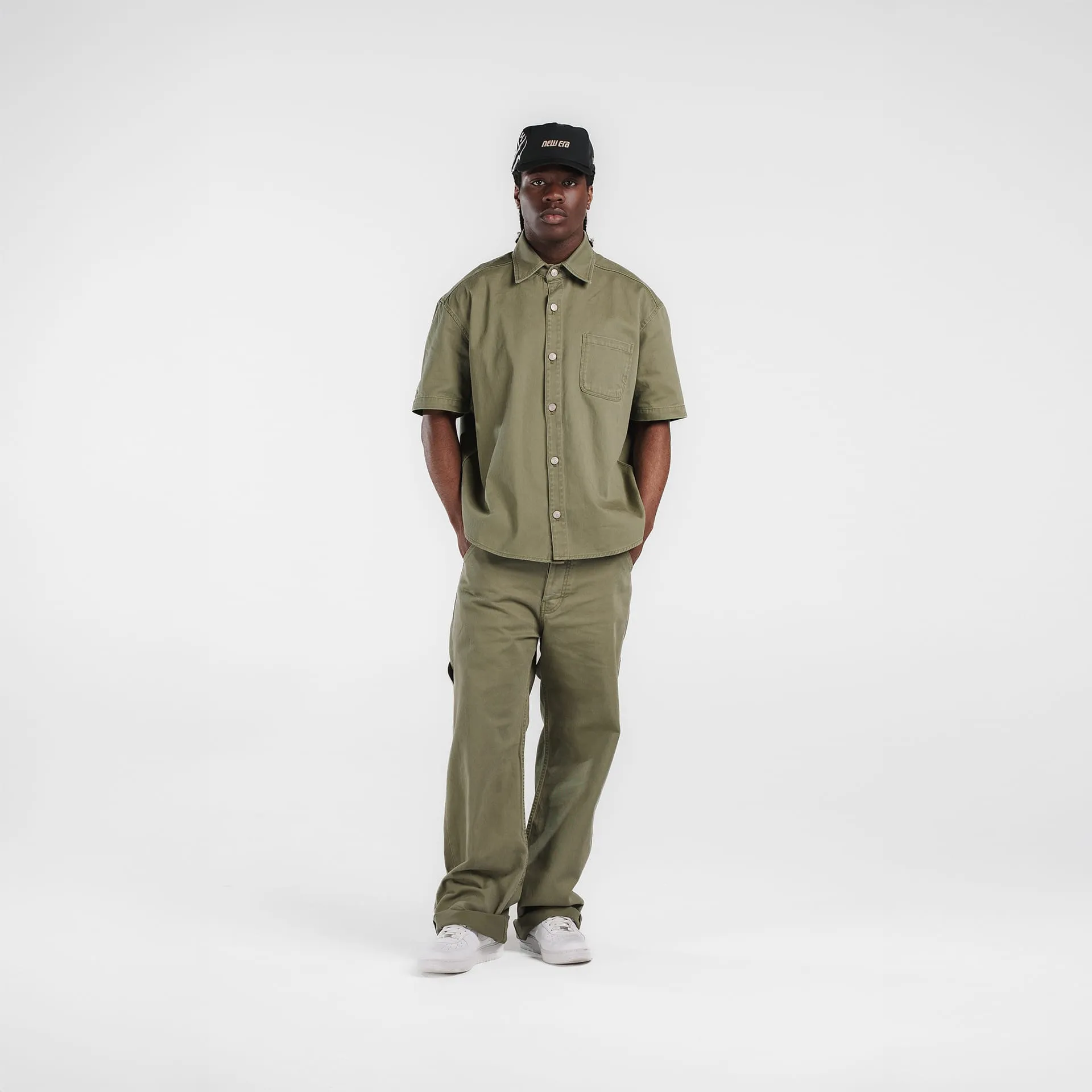 New Era Branded Ellicott Green Bark Twill Half Sleeve Button Up Shirt sold by New Era product image thumbnail 5