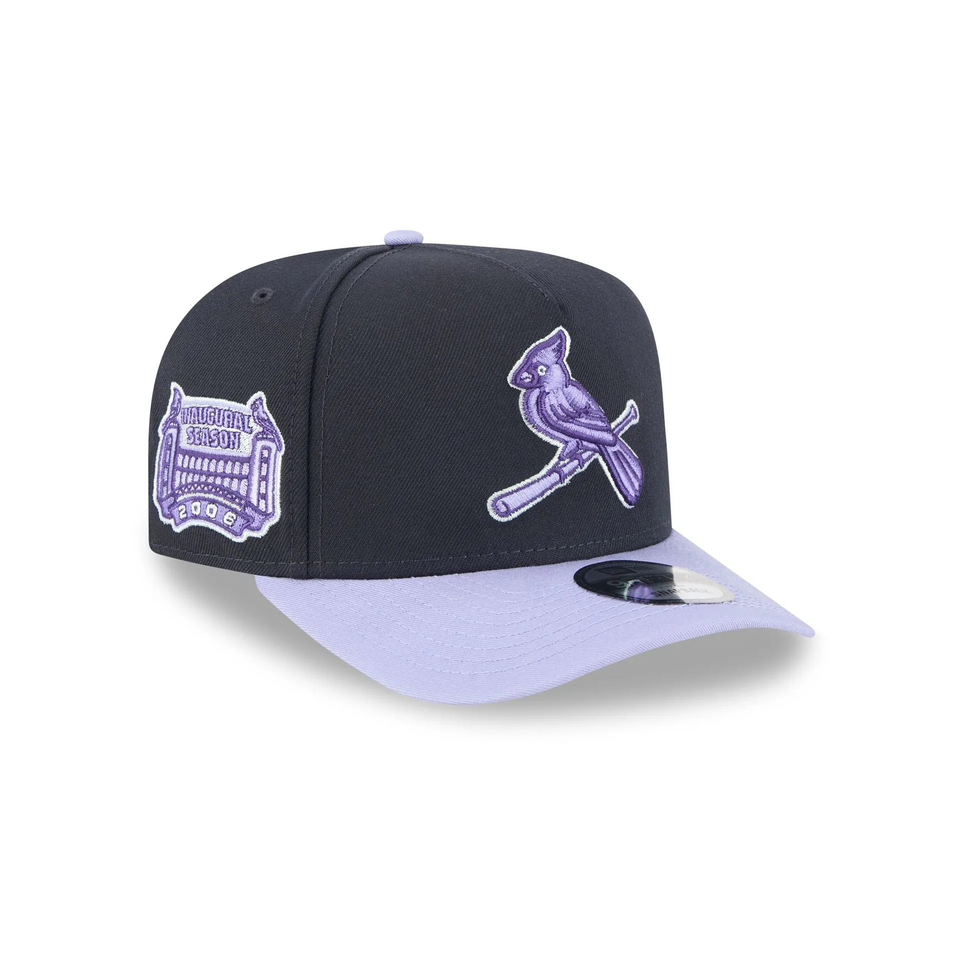 St. Louis Cardinals Navy Lavender 9FIFTY A-Frame Snapback Hat sold by New Era