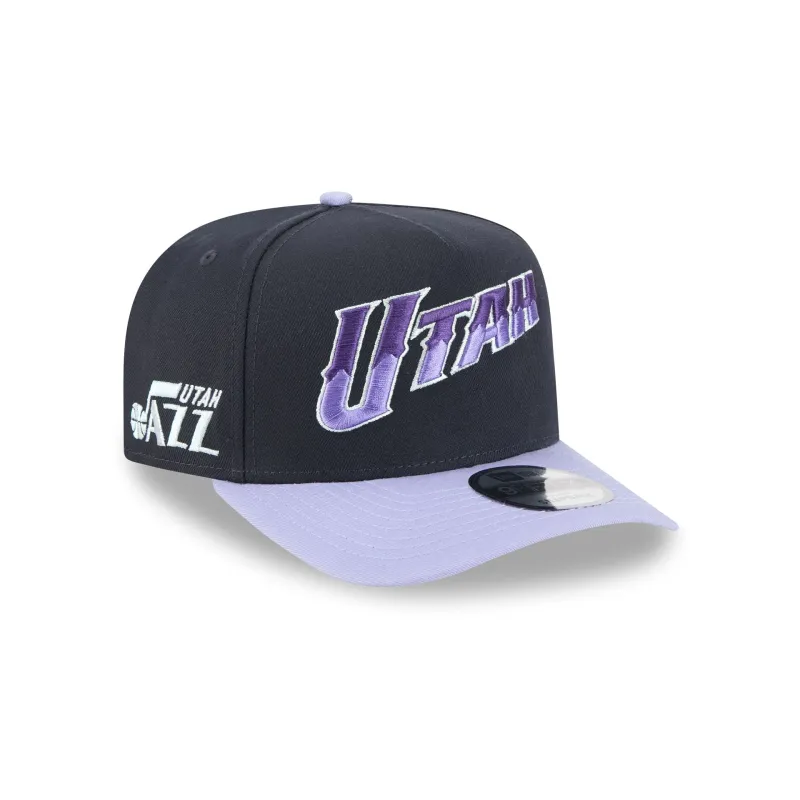 Utah Jazz Navy Lavender 9FIFTY A-Frame Snapback Hat sold by New Era