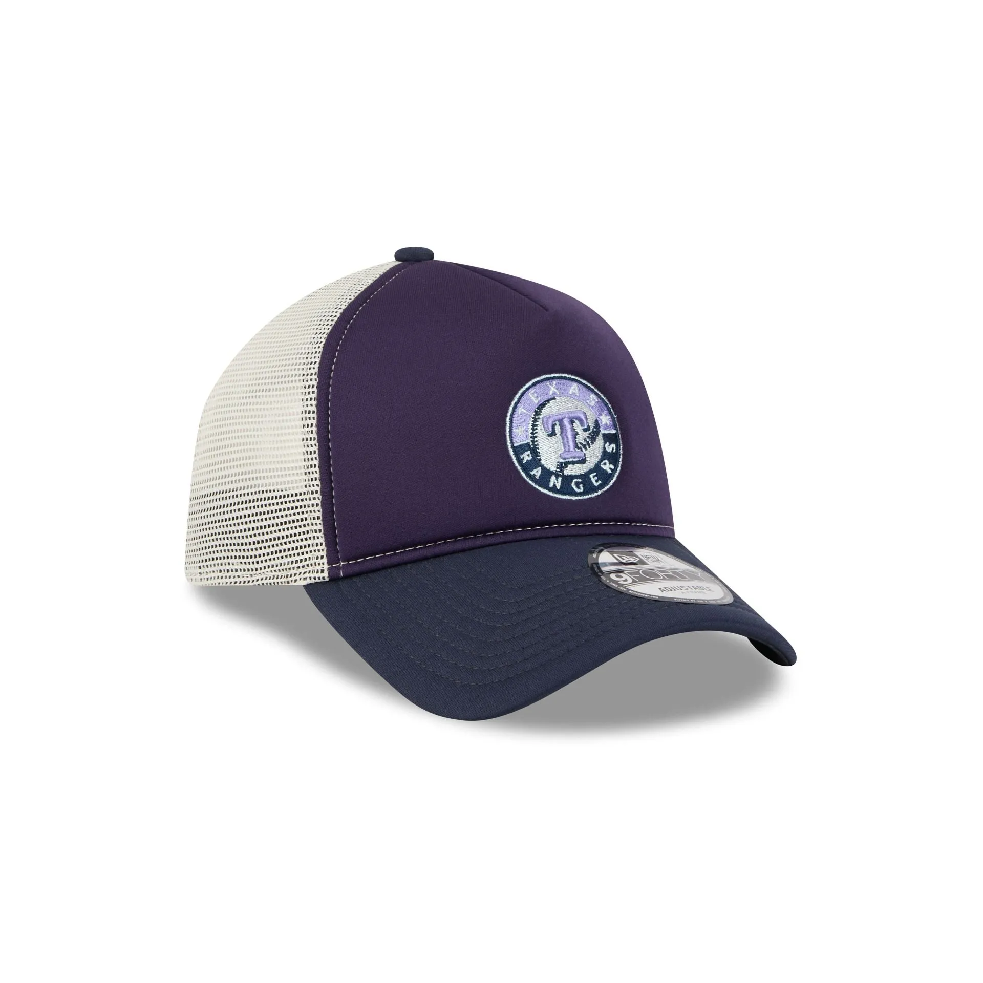 Texas Rangers Navy Purple 9FORTY A-Frame Trucker Hat sold by New Era product image thumbnail 3