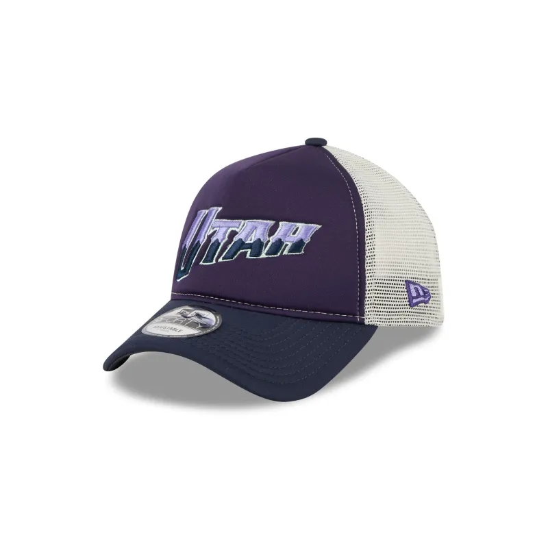 Utah Jazz Navy Purple 9FORTY A-Frame Trucker Hat sold by New Era