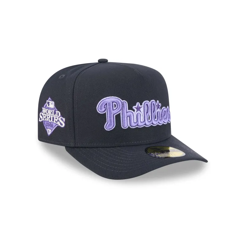 Philadelphia Phillies Navy Lavender 59FIFTY A-Frame Fitted Hat sold by New Era