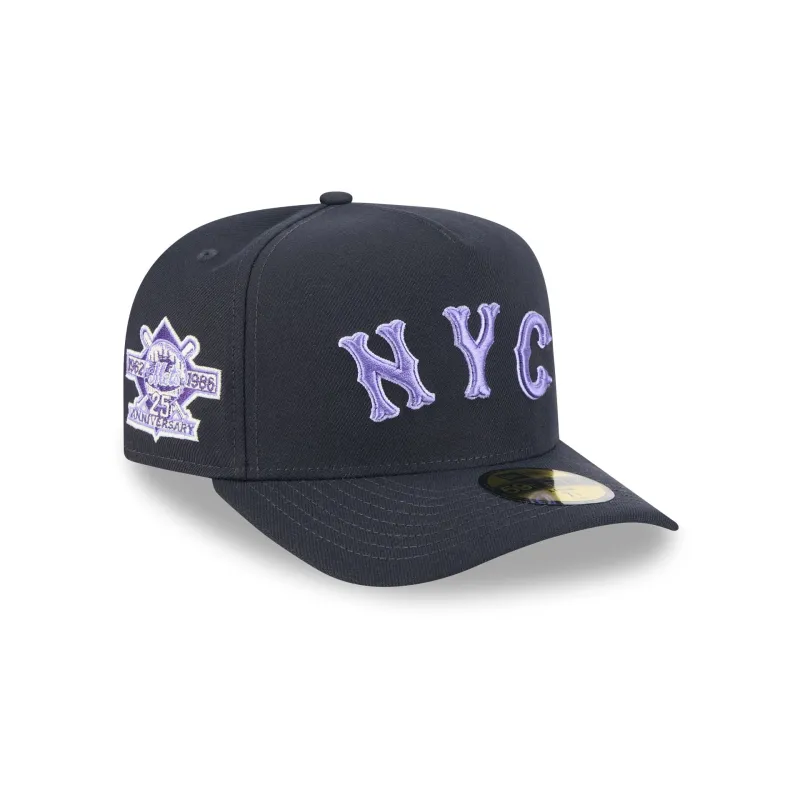 New York Mets Navy Lavender 59FIFTY A-Frame Fitted Hat sold by New Era