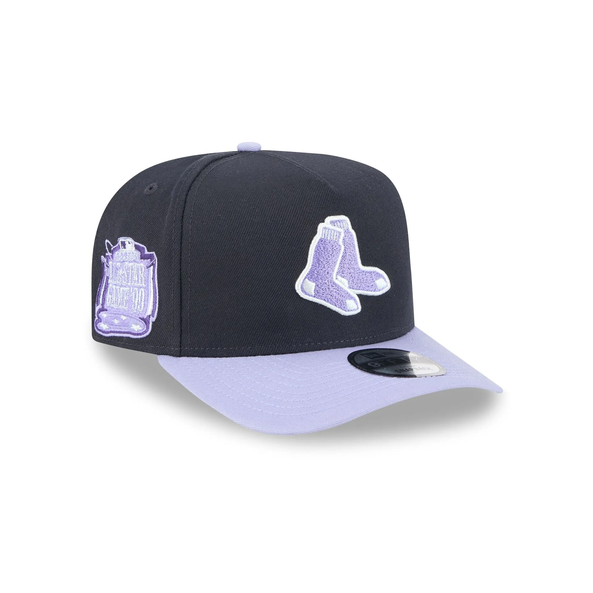 Boston Red Sox Navy Lavender 9FIFTY A-Frame Snapback Hat sold by New Era