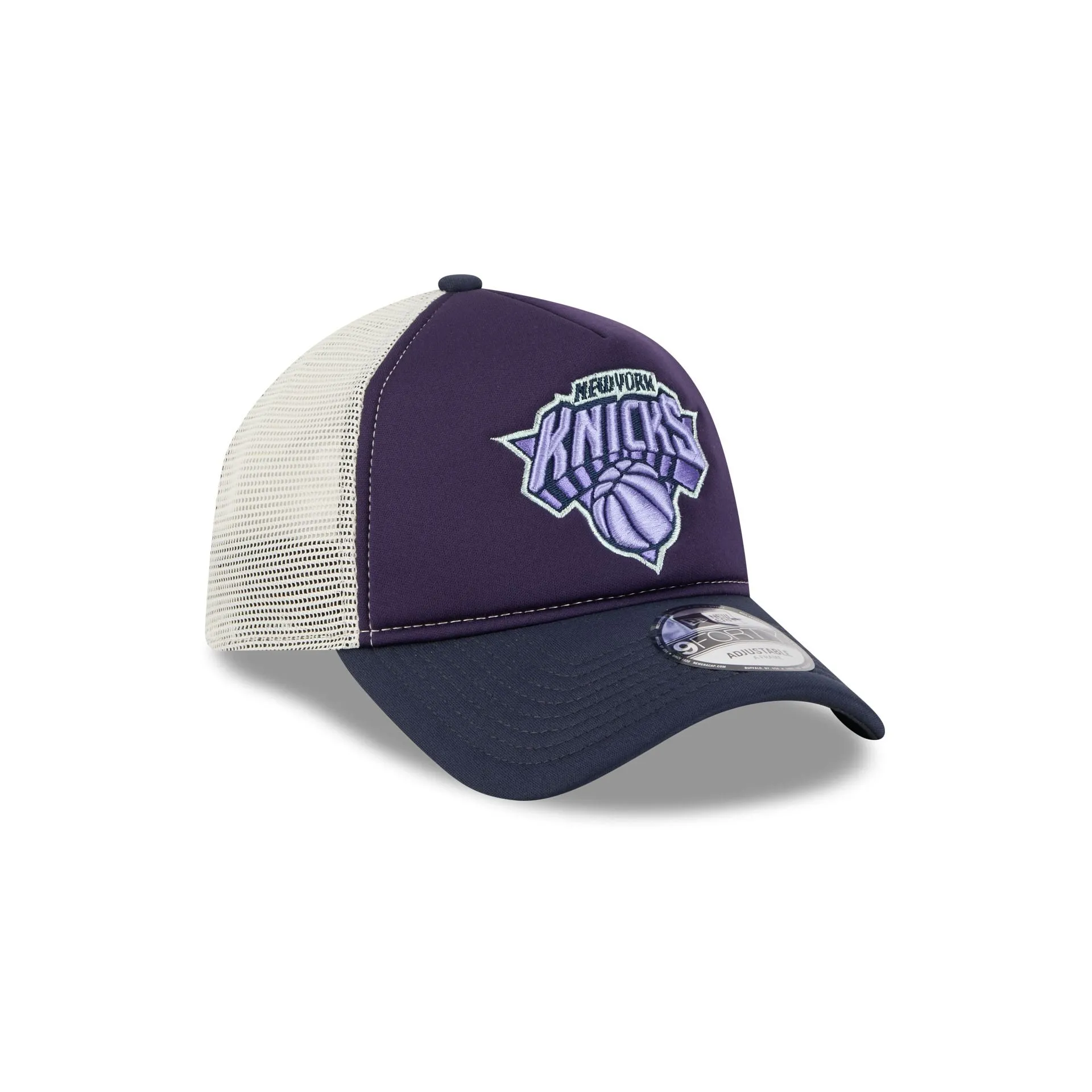 New York Knicks Navy Purple 9FORTY A-Frame Trucker Hat sold by New Era product image thumbnail 3