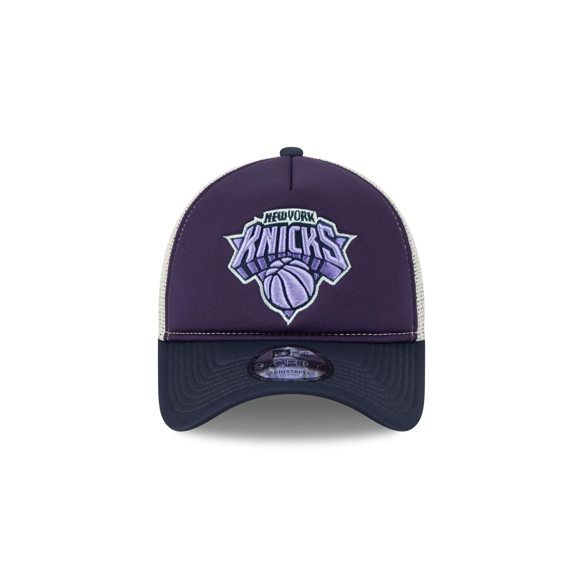 New York Knicks Navy Purple 9FORTY A-Frame Trucker Hat sold by New Era product image thumbnail 2