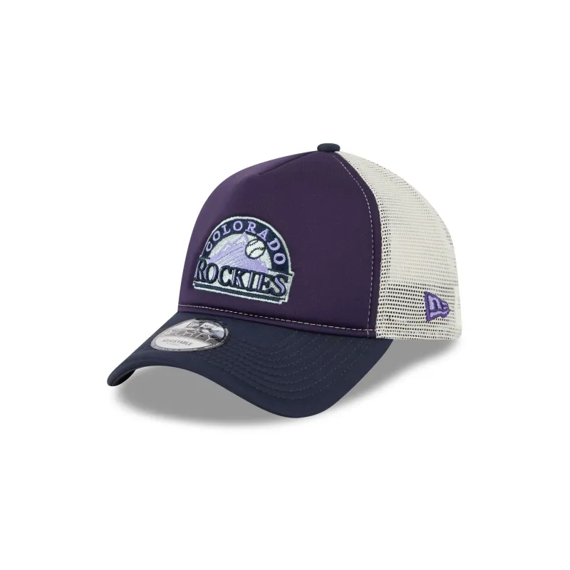 Colorado Rockies Navy Purple 9FORTY A-Frame Trucker Hat sold by New Era