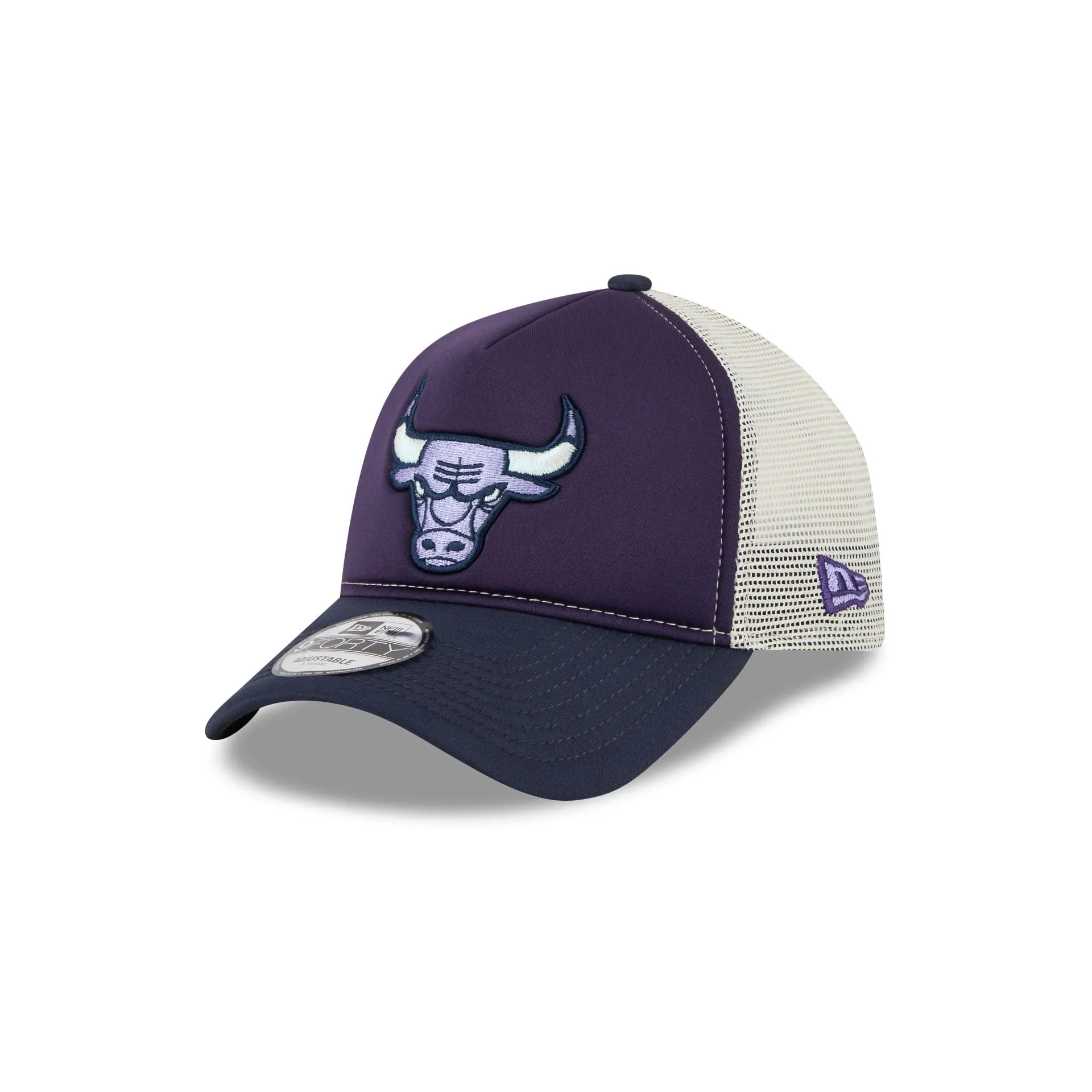Chicago Bulls Navy Purple 9FORTY A-Frame Trucker Hat sold by New Era