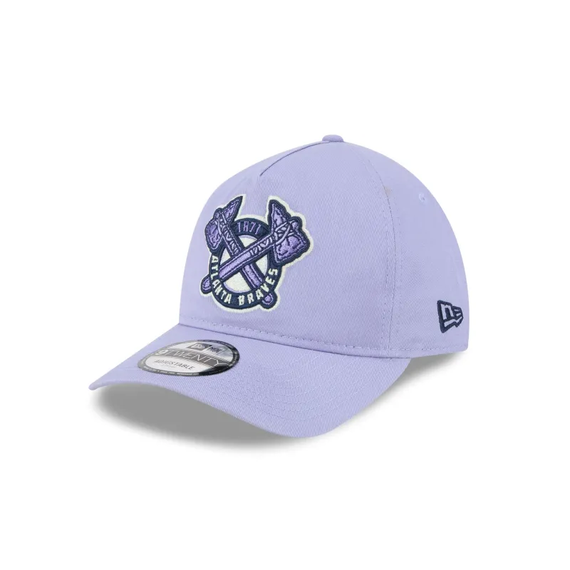 Atlanta Braves Lavender 9TWENTY A-Frame Adjustable Hat sold by New Era