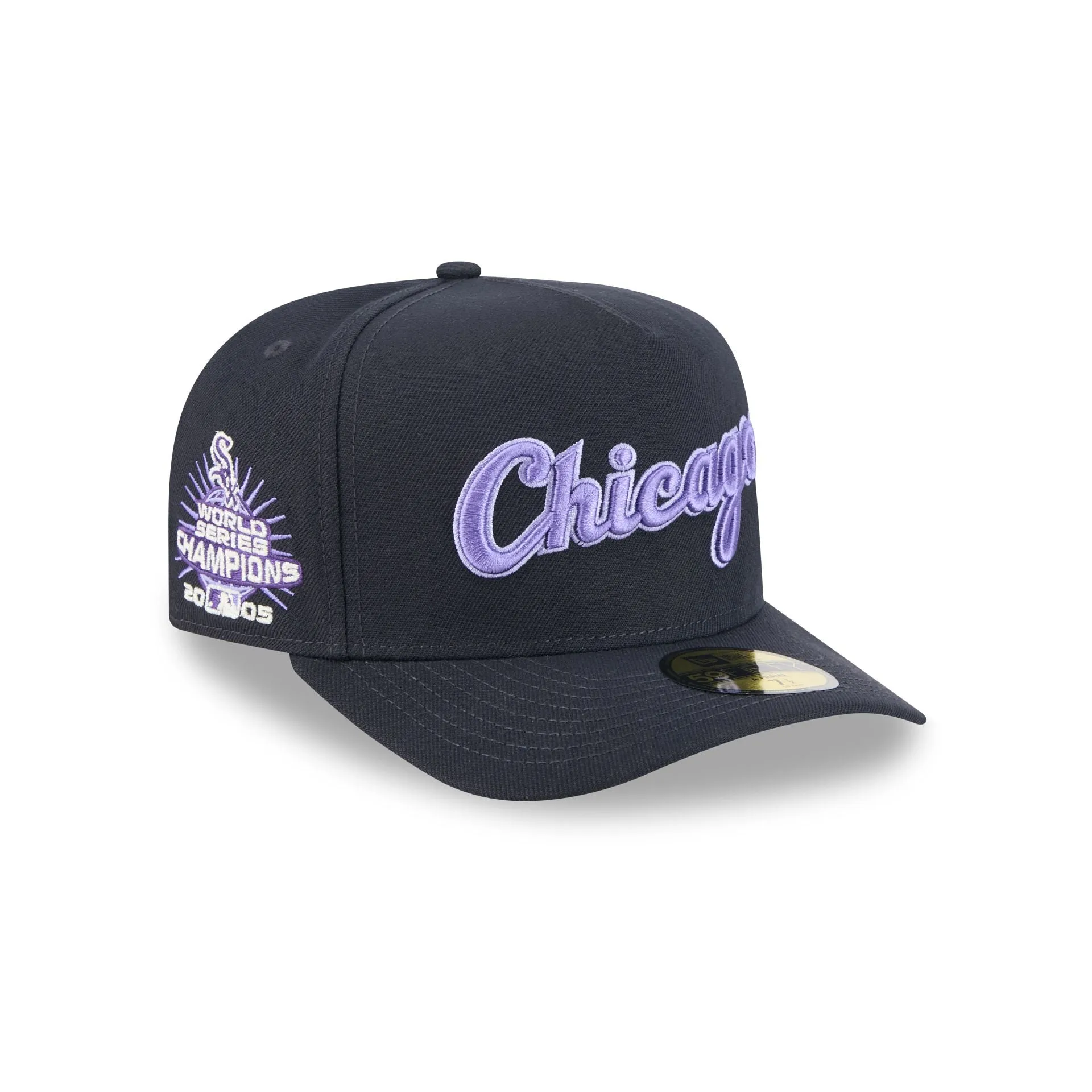 Chicago White Sox Navy Lavender 59FIFTY A-Frame Fitted Hat sold by New Era
