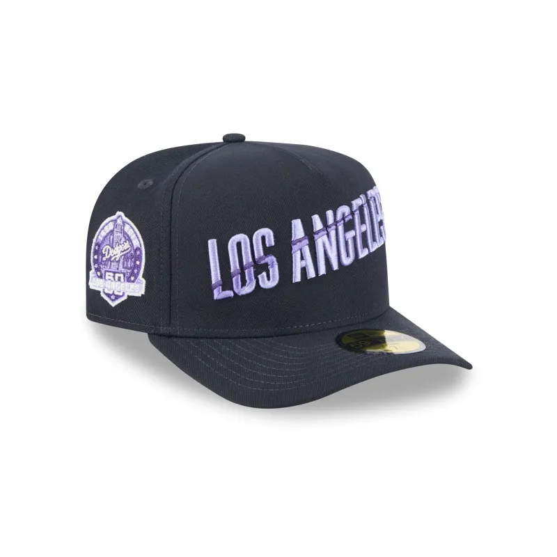 Los Angeles Dodgers Navy Lavender 59FIFTY A-Frame Fitted Hat sold by New Era