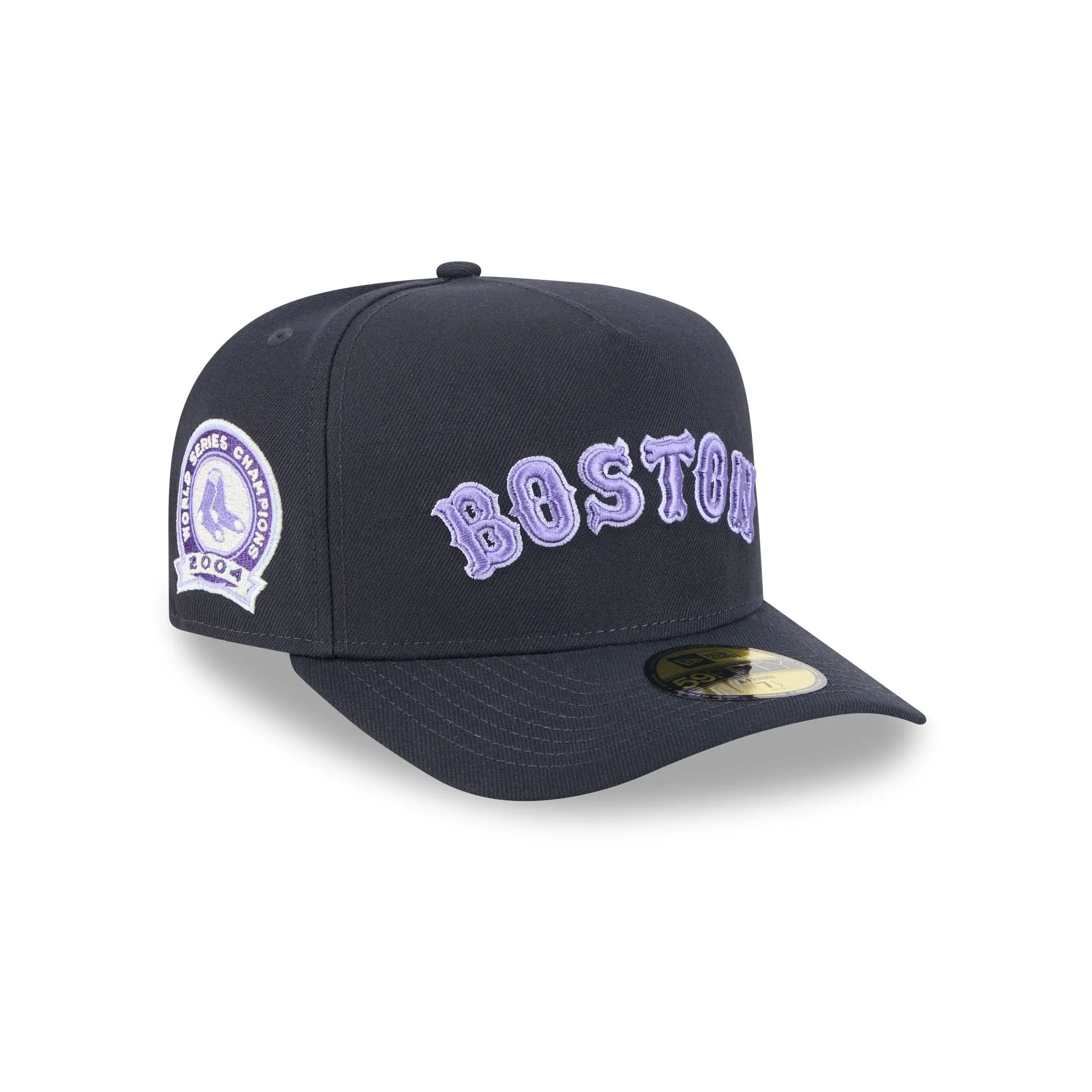 Boston Red Sox Navy Lavender 59FIFTY A-Frame Fitted Hat sold by New Era