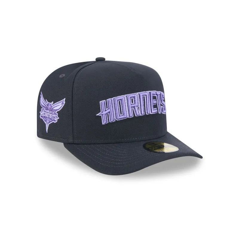 Charlotte Hornets Navy Lavender 59FIFTY A-Frame Fitted Hat sold by New Era