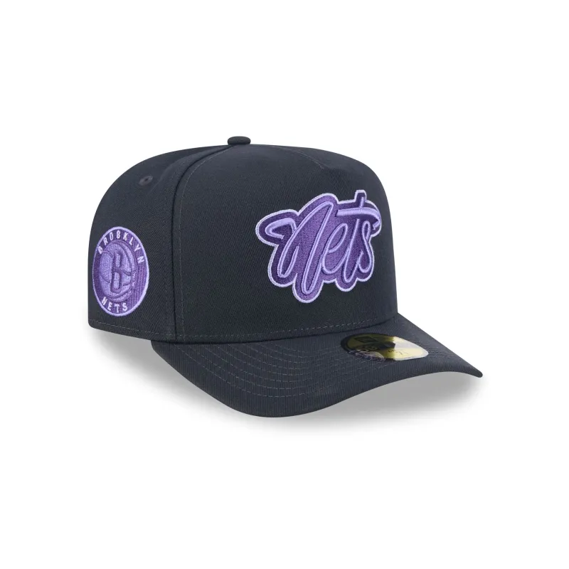 Brooklyn Nets Navy Lavender 59FIFTY A-Frame Fitted Hat sold by New Era