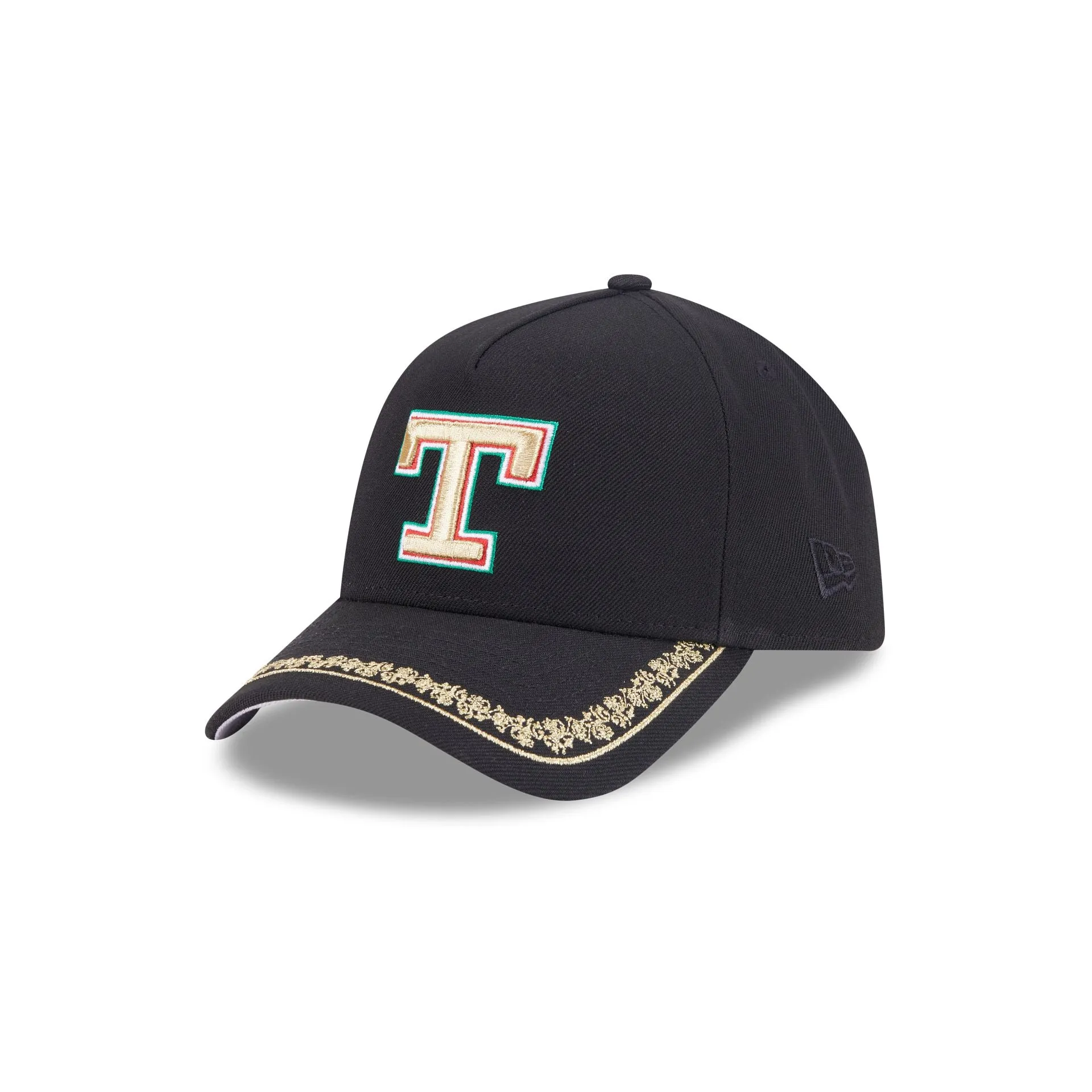 Texas Rangers Ornate Visor 9FORTY A-Frame Snapback Hat sold by New Era