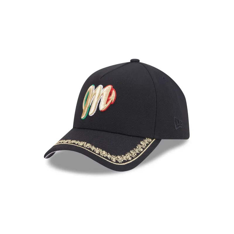 Diablos Rojos del México Ornate Visor 9FORTY A-Frame Snapback Hat sold by New Era