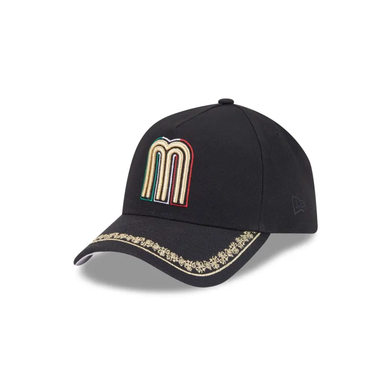 Mexico Baseball Ornate Visor 9FORTY A-Frame Snapback Hat sold by New Era