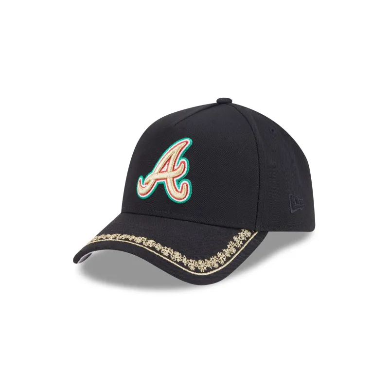 Atlanta Braves Ornate Visor 9FORTY A-Frame Snapback Hat sold by New Era