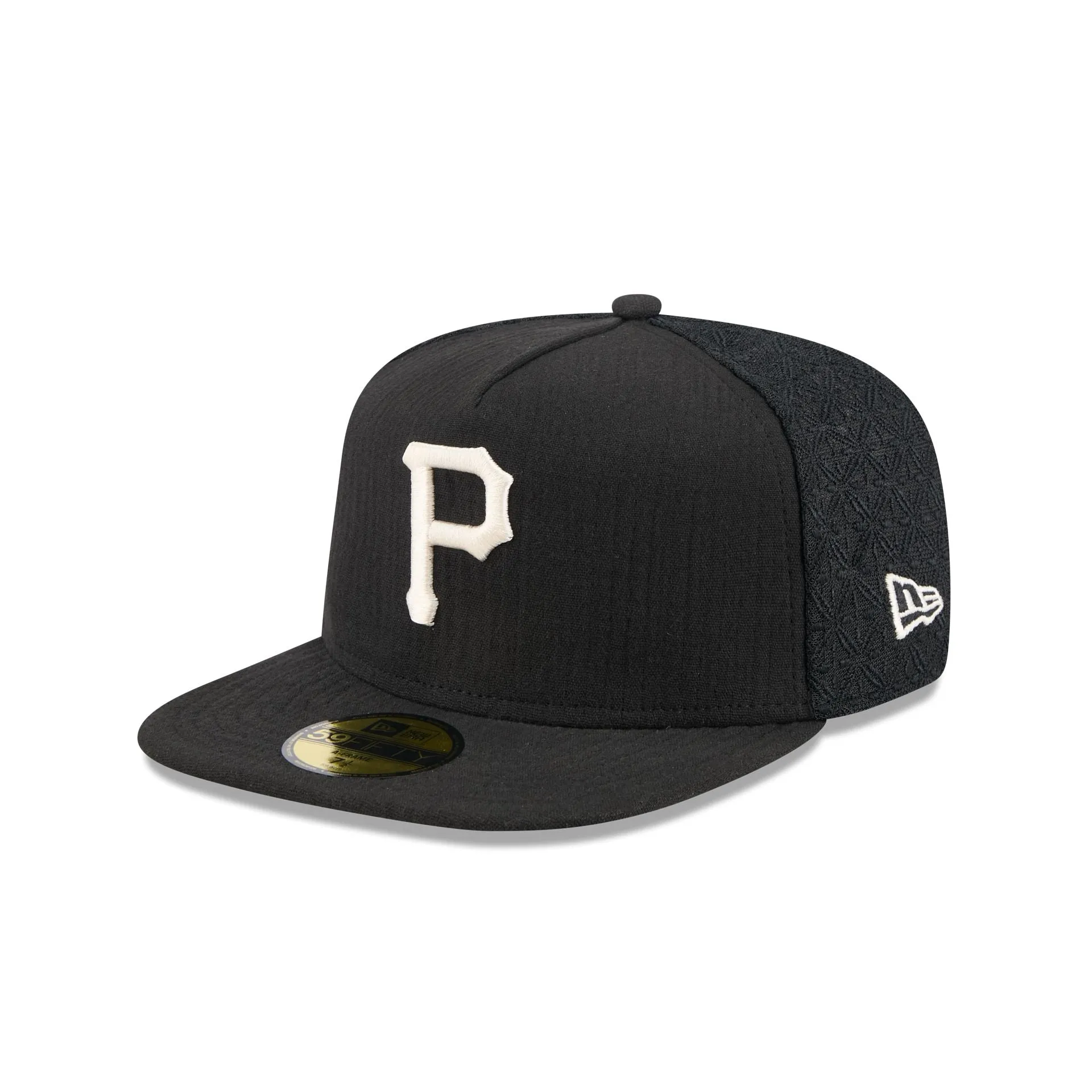 Pittsburgh Pirates Black Mesh 59FIFTY A-Frame Fitted Hat sold by New Era