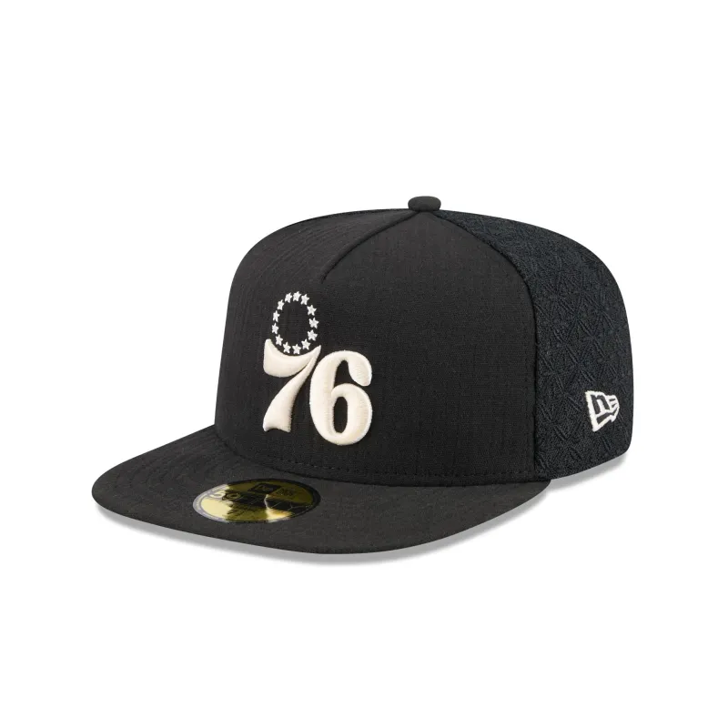 Philadelphia 76ers Black Mesh 59FIFTY A-Frame Fitted Hat sold by New Era