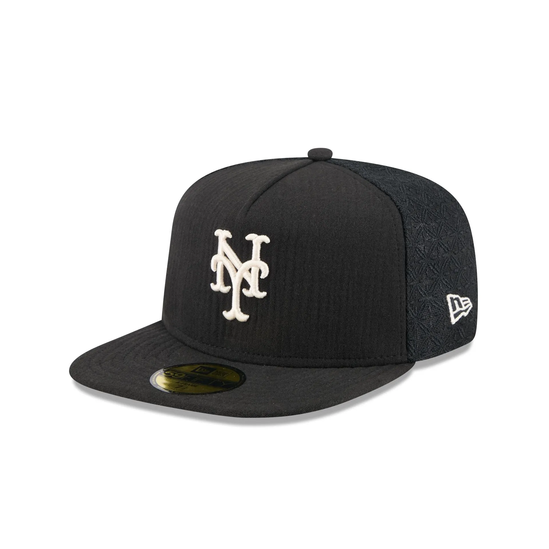 New York Mets Black Mesh 59FIFTY A-Frame Fitted Hat sold by New Era