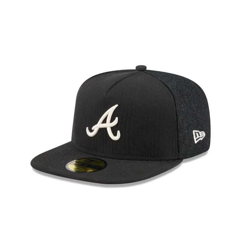 Atlanta Braves Black Mesh 59FIFTY A-Frame Fitted Hat sold by New Era