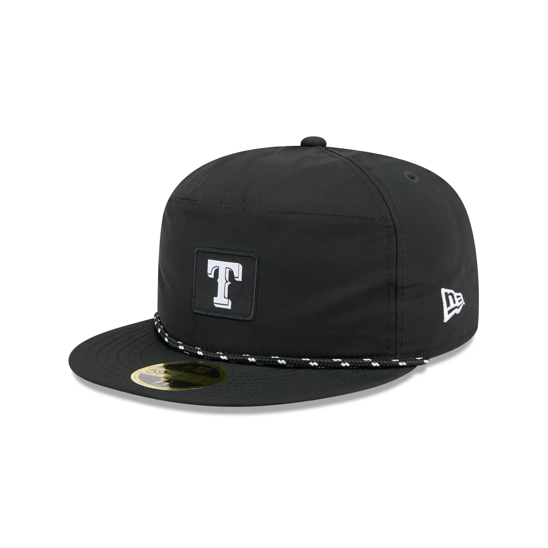 Texas Rangers Black Poly Rope Split Panel 59FIFTY Fitted Hat sold by New Era