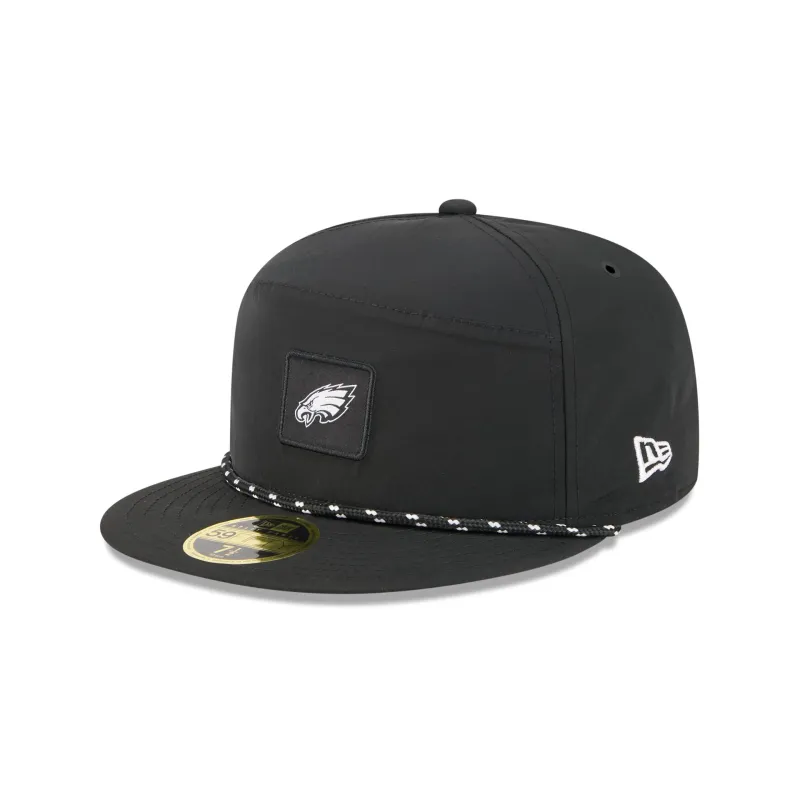 Philadelphia Eagles Black Poly Rope Split Panel 59FIFTY Fitted Hat sold by New Era