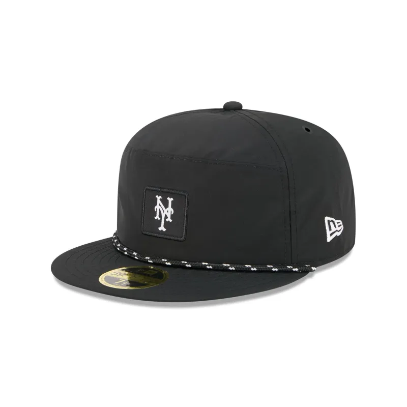New York Mets Black Poly Rope Split Panel 59FIFTY Fitted Hat sold by New Era