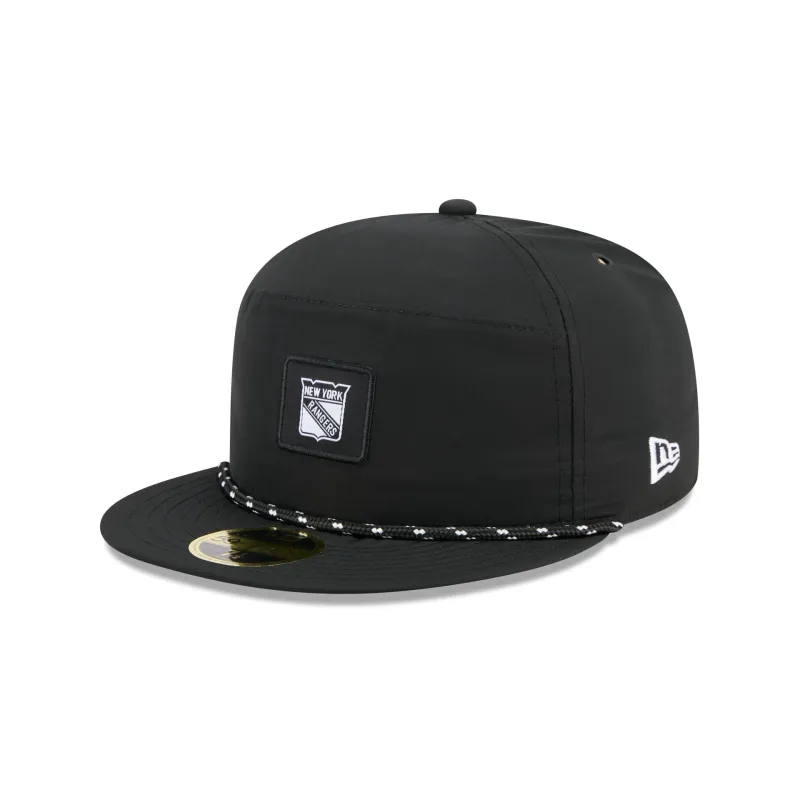 New York Rangers Black Poly Rope Split Panel 59FIFTY Fitted Hat sold by New Era