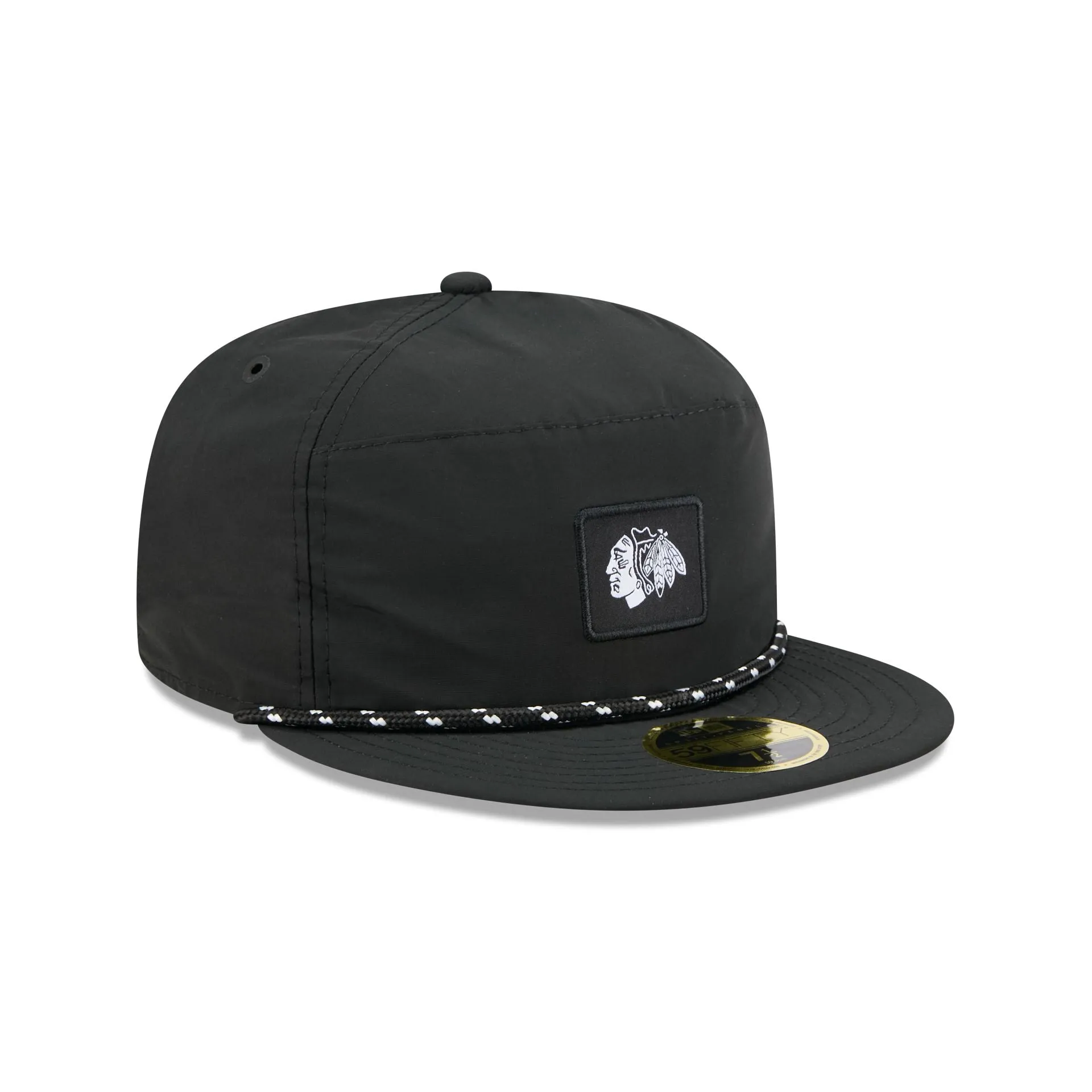Chicago Blackhawks Black Poly Rope Split Panel 59FIFTY Fitted Hat sold by New Era product image thumbnail 3
