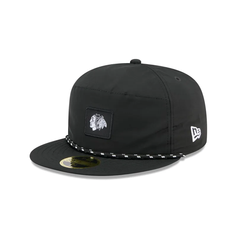 Chicago Blackhawks Black Poly Rope Split Panel 59FIFTY Fitted Hat sold by New Era