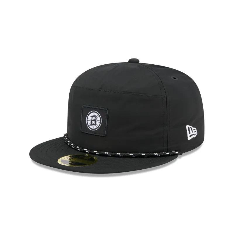 Boston Bruins Black Poly Rope Split Panel 59FIFTY Fitted Hat sold by New Era