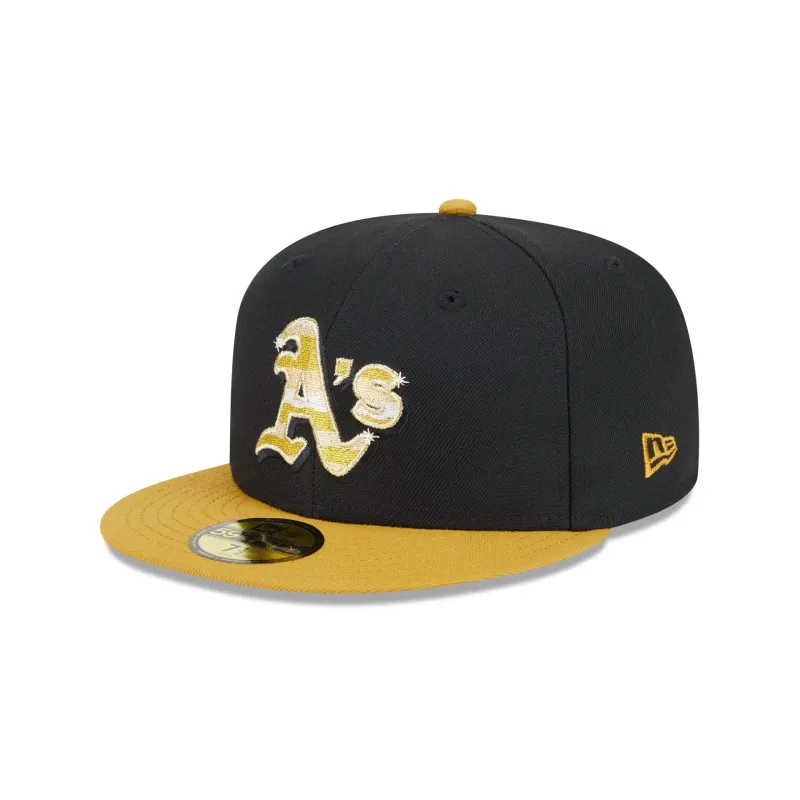 Athletics Metallic Gold Logo 59FIFTY Fitted Hat sold by New Era