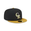 Colorado Rockies Metallic Gold Logo 59FIFTY Fitted Hat sold by New Era