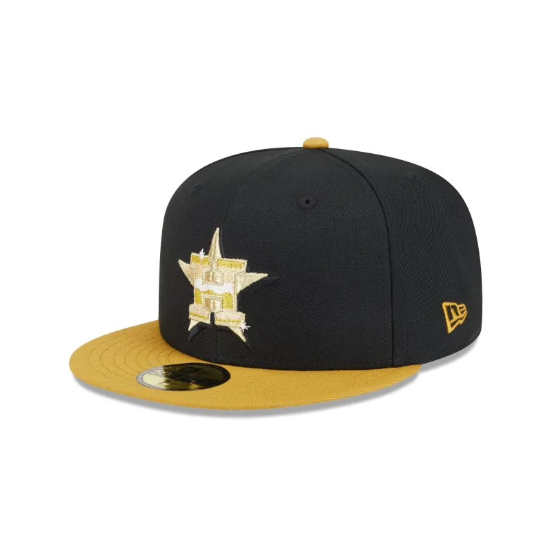 Houston Astros Metallic Gold Logo 59FIFTY Fitted Hat sold by New Era